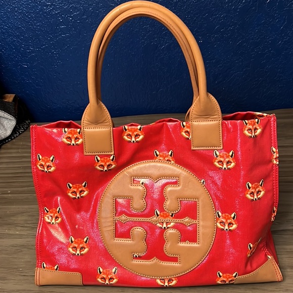 TORY BURCH ELLA COATED CANVAS FOX PRINT TOTE BAG - Picture 3 of 17
